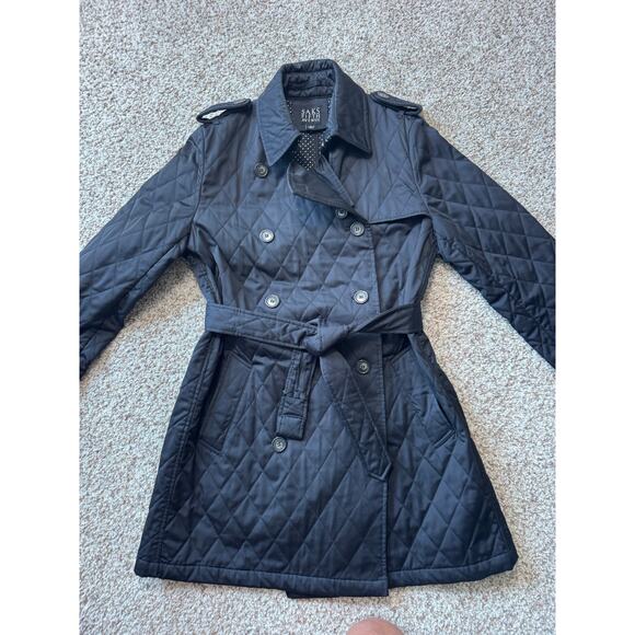 SAKS FIFTH AVENUE Quilted, Double breasted Trench Coat, size women's LG - Picture 15 of 16